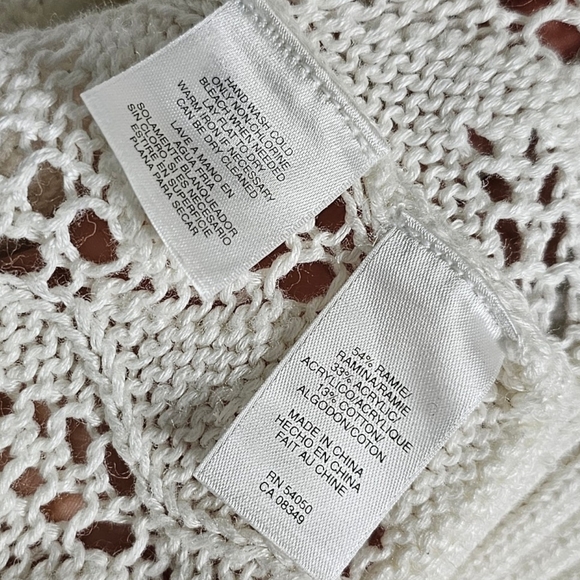 Nine West Cream Open-Knit Women's Poncho - Picture 7 of 7